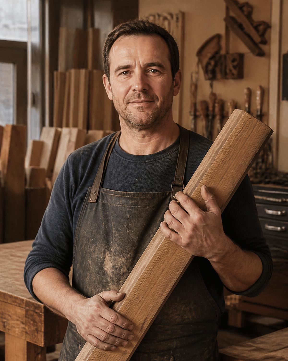 Portrait de Kevin Dorquet dans son atelier